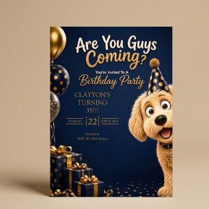 Komt Er Iedereen? Grappige Hond Blue Verjaardagsfe Kaart