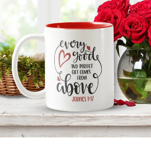 komt uit de bovenstaande bijbelgift tweekleurige koffiemok