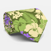 Kona Bay Hawaiian Hibiscus dubbelzijdig bedrukt Stropdas (Opgerold)