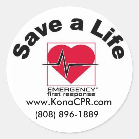 Kona CPR's Save a Life Sticker (Voorkant)