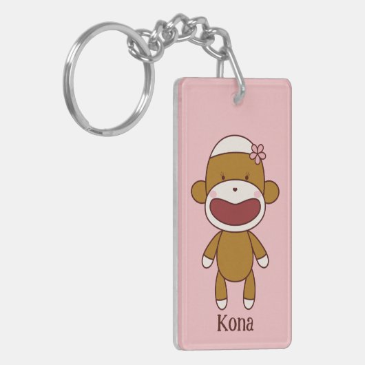 Kona de Sock Monkey Acryl Sleutelhanger (Voorkant Links)