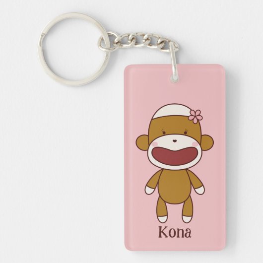 Kona de Sock Monkey Acryl Sleutelhanger (Voorkant)