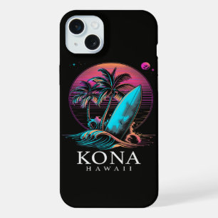 Kona Hawaï Hawaiaans Surfboard Vintage  iPhone 15 Plus Case