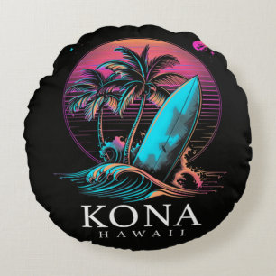 Kona Hawaï Hawaiaans Surfboard Vintage Rond Kussen
