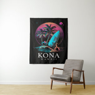 Kona Hawaï Hawaiaans Surfboard Vintage Wandkleed