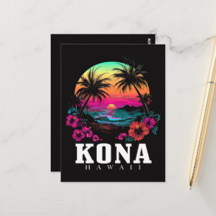 Kona Hawaï Hawaïaanse Hibiscus Bloemen Surfer Briefkaart