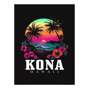 Kona Hawaï Hawaïaanse Hibiscus Bloemen Surfer Foto Afdruk