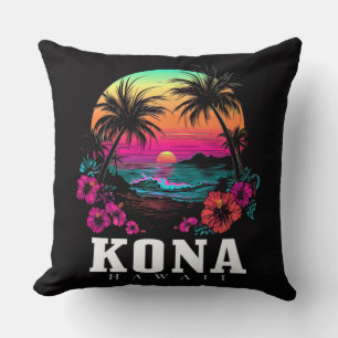 Kona Hawaï Hawaïaanse Hibiscus Bloemen Surfer Kussen