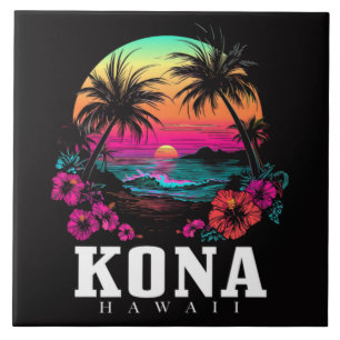 Kona Hawaï Hawaïaanse Hibiscus Bloemen Surfer Tegeltje