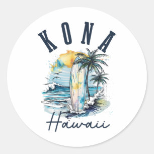 Kona Hawaï Hawaïaanse Surf Vintage Surfer Surfer _ Ronde Sticker