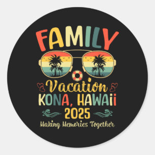 Kona Hawaii Beach Familie Zomervakantie 2025 Ronde Sticker