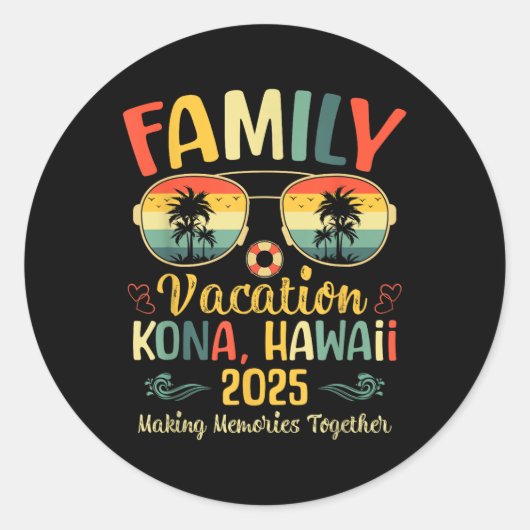 Kona Hawaii Beach Family Summer Vacation 2025  Ronde Sticker (Voorkant)