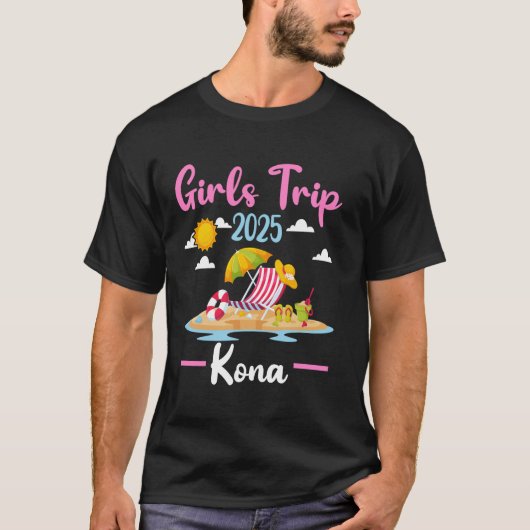 Kona Hawaii Beach Girls Trip 2025 Zomervakantie T-shirt (Voorkant)