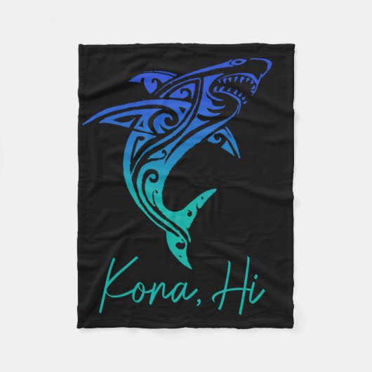 Kona Hawaii Shark Diving Fishing Surfing Surfer Ha Fleece Deken (Voorkant)