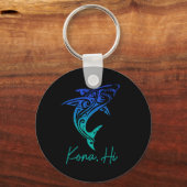 Kona Hawaii Shark Diving Fishing Surfing Surfer Ha Sleutelhanger (Voorkant)