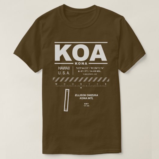 Kona International Airport KOA T-shirt (Design voorkant)