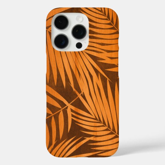 Kona Palms Hawaiian Leaf Faux Wood Koa Amber Case-Mate iPhone Case (Achterkant)