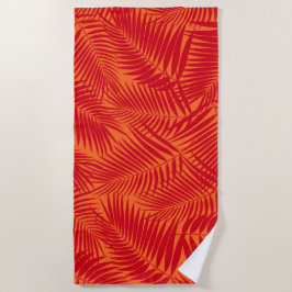 Kona Palms Hawaiian Leaf Tropical - Red Strandlaken