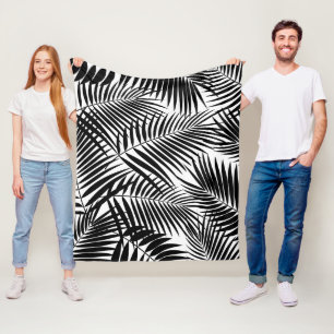 Kona Palms Hawaiian Leaf Tropical - Zwart Fleece Deken