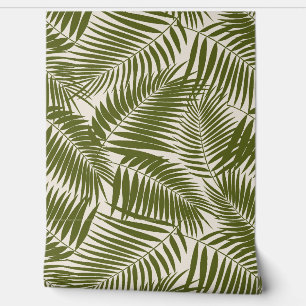 Kona Palms Hawaiian Tropical Leaf - Dark Olive Behang