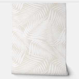 Kona Palms Hawaiian Tropical Leaf - Wit Behang