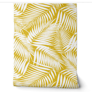 Kona Palms Hawaiian Tropical Leaf - Zwavel Goud Behang