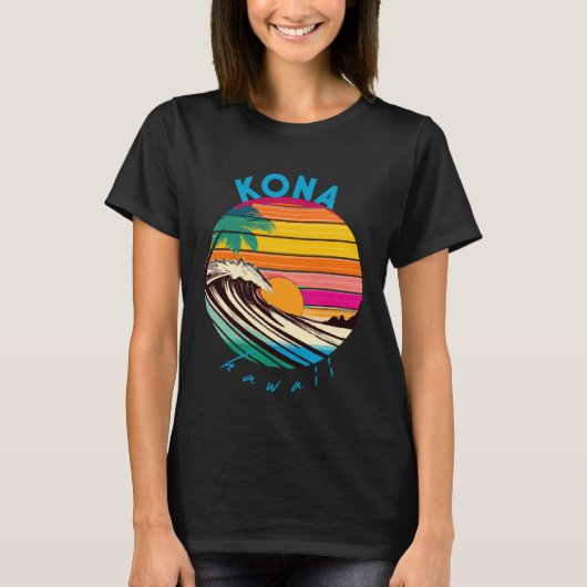 Kona Retro 1980s stijl Hawaii strand T-shirt (Voorkant)