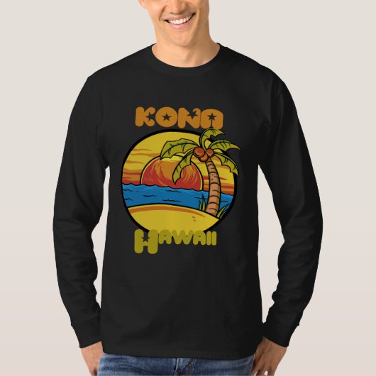 Kona Sunset Vacation Hawaii Palm trees Ocean T-shirt (Voorkant)