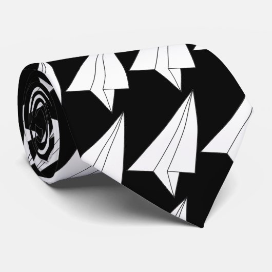 KonBe Studios Paper Airplane Necktie (zwart) Stropdas (Opgerold)
