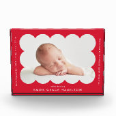 kondiging van de geboorte van Red Modern Scalloped Fotoblokken (Voorkant)