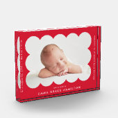kondiging van de geboorte van Red Modern Scalloped Fotoblokken (Links)