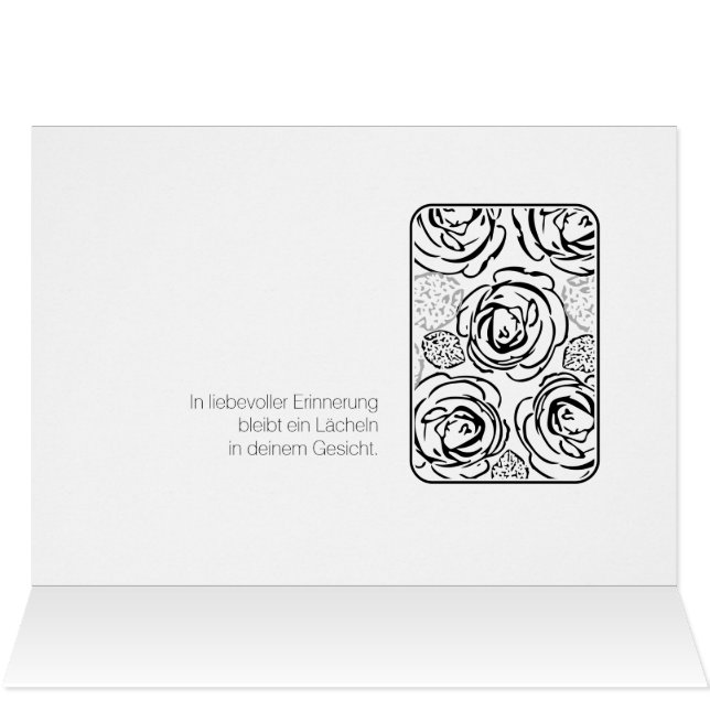 Kondolenzkarte schwarze Roos (Binnen Horizontaal (Boven))