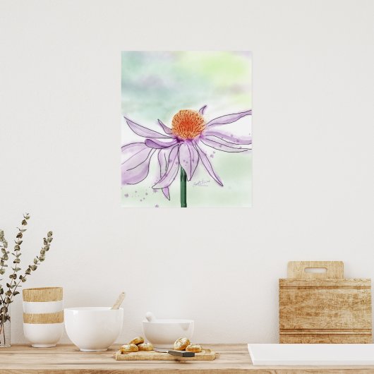 Kone Flower Waterverf Poster (Keuken)