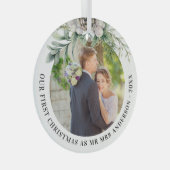 Kone greenery new weds 1st kerstfoto glas ornament (Voorkant Rechts)