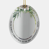 Kone greenery new weds 1st kerstfoto keramisch ornament (Rechts)