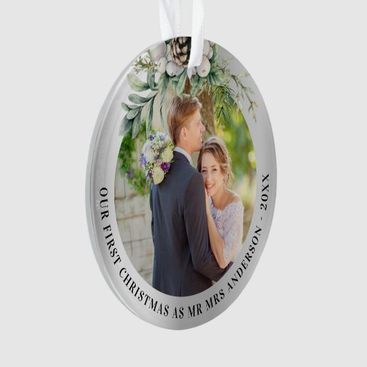 Kone greenery new weds 1st kerstfoto ornament (voorkant)