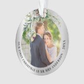 Kone greenery new weds 1st kerstfoto ornament (voorkant)