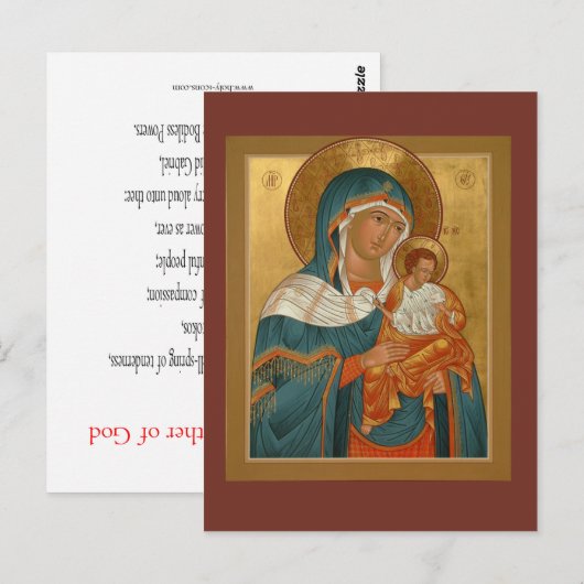 Konevitsa Moeder van God Prayer Card Briefkaart (Voorkant / Achterkant)