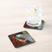 Kongo Afrikaanse grijze papegaai kerstboom Bier Onderzetter (Rechterzijde)