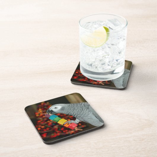 Kongo Afrikaanse grijze papegaai kerstboom Bier Onderzetter (Rechterzijde)