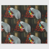 Kongo Afrikaanse grijze papegaai kerstboom Cadeaupapier (Vlak)