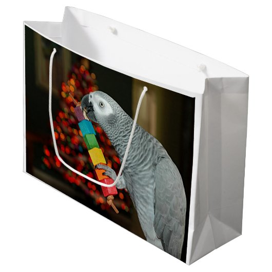 Kongo Afrikaanse grijze papegaai kerstboom Groot Cadeauzakje (Voorkant Gekanteld)