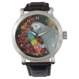 Kongo Afrikaanse grijze papegaai kerstboom Horloge