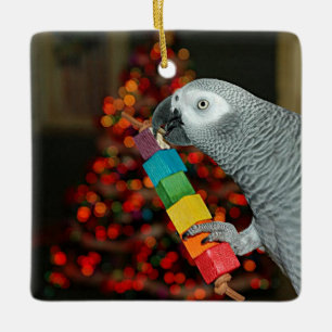 Kongo Afrikaanse grijze papegaai kerstboom Keramisch Ornament