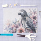 Kongo Grey Parrot Floral Waterverf Tissuepapier (Craft)