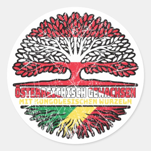 Kongo Kongolesisch Österreichisch Österreich Baum Ronde Sticker (Voorkant)