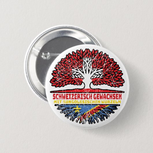 Kongo Kongolesisch Schweizer Schweiz Baum Wurzel Ronde Button 5,7 Cm (Voorkant /achterkant)