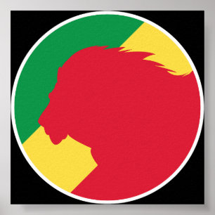 Kongo Leeuw Congolese nationale dierenvlag Poster
