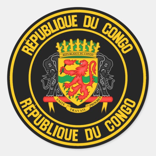 Kongo-ronde Embleem Ronde Sticker (Voorkant)