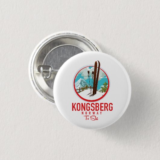 Kongsberg Noorwegen Ski logo Ronde Button 3,2 Cm (Voorkant /achterkant)